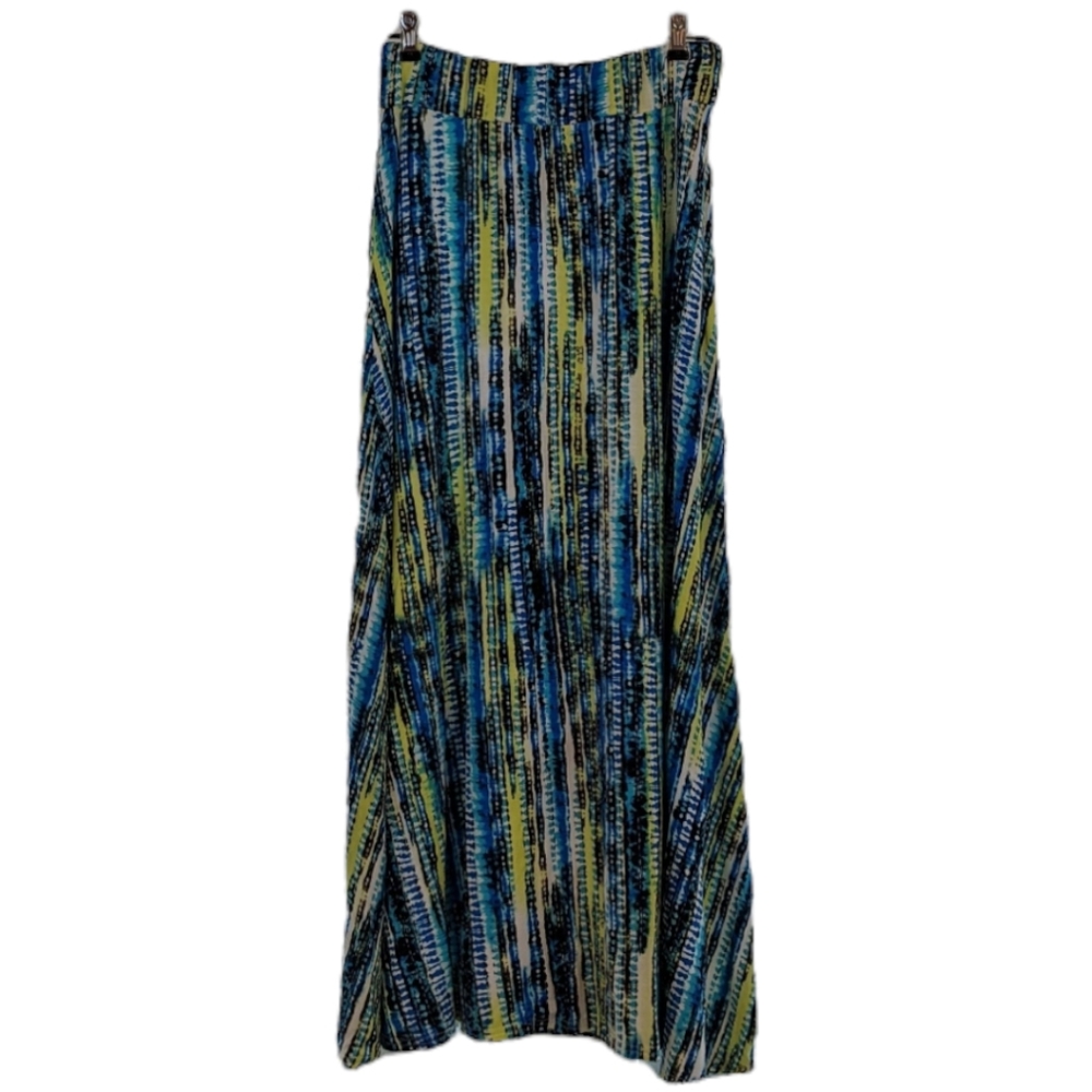 Life Style Blue Green Flowing Maxi Skirt Like New